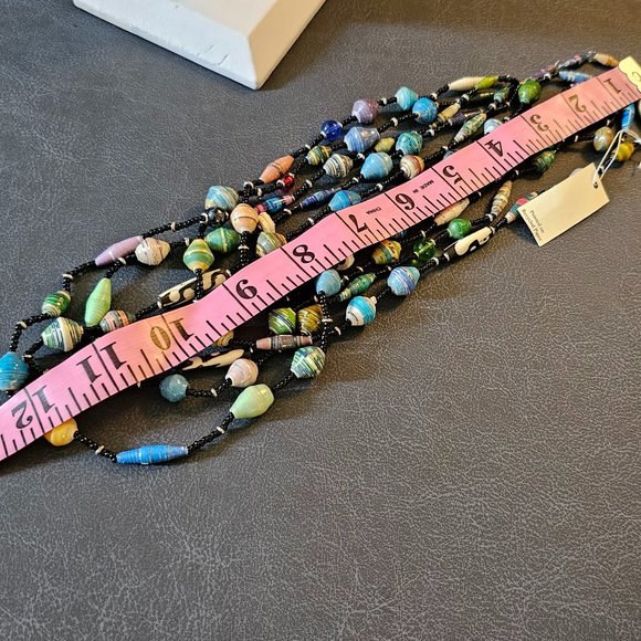 New Recycled Paper Beads Acacia Creation Artisan Necklace Bracelet Studio Kenya - Picture 13 of 16